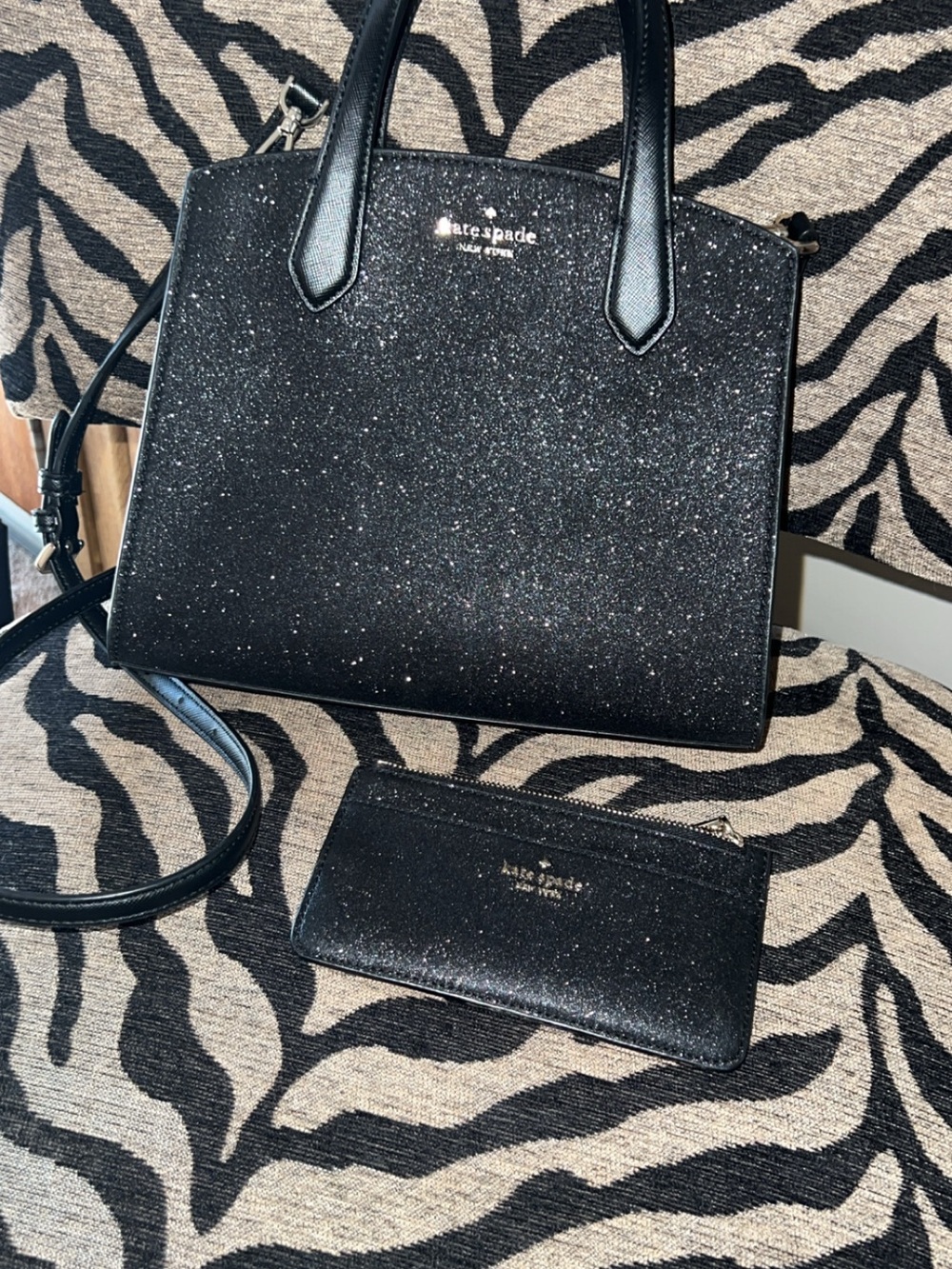 kate spade Black Glitter purse with card holder